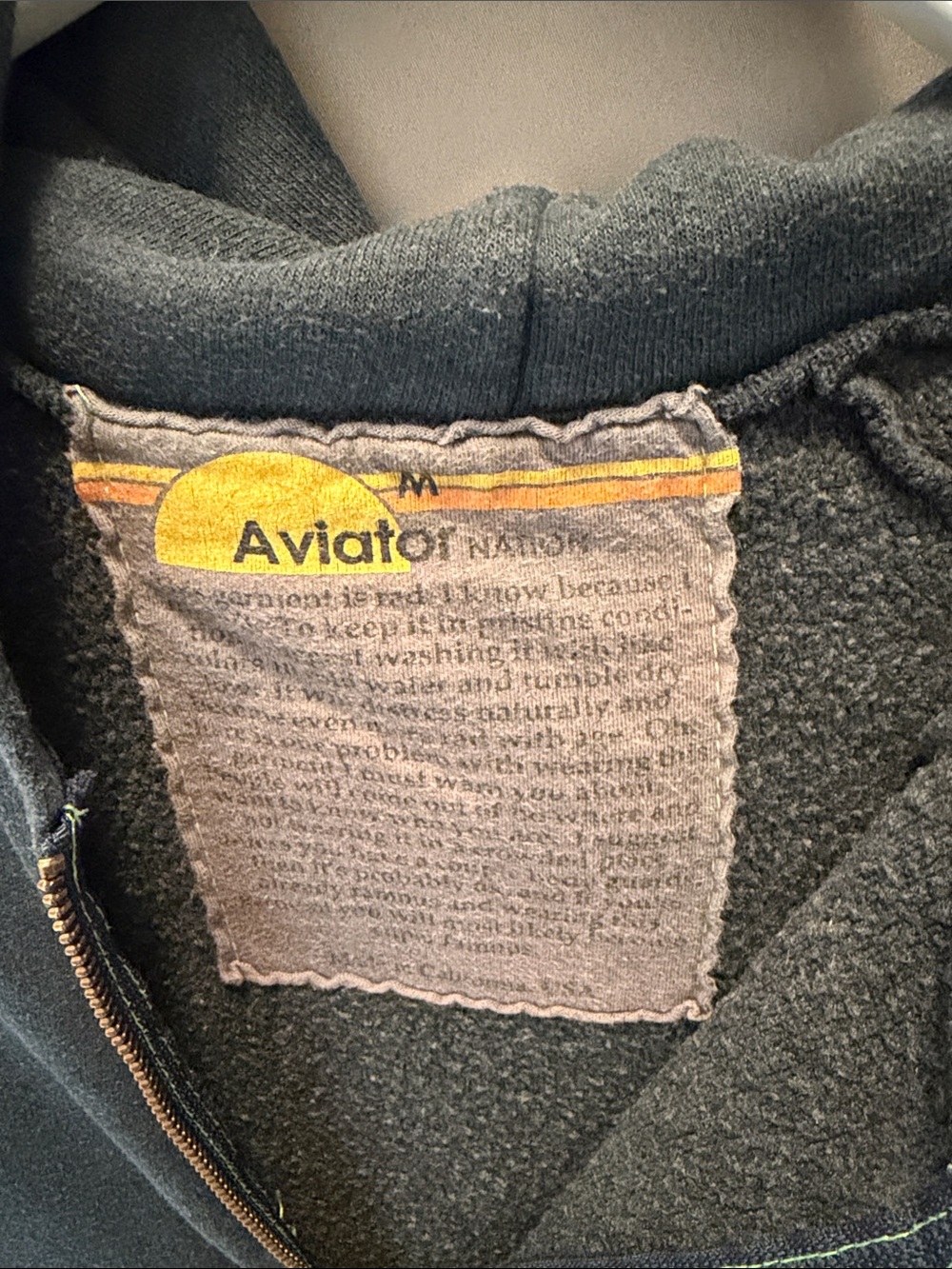SoulCycle x Aviator Nation Collab Navy Zip Hoodie with Rainbow Skull - Picture 2 of 4